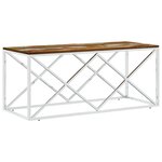 vidaXL Table basse acier inoxydable et bois massif de récupération