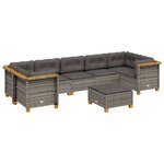 vidaXL Salon de jardin 8 Pièces avec coussins gris résine tressée