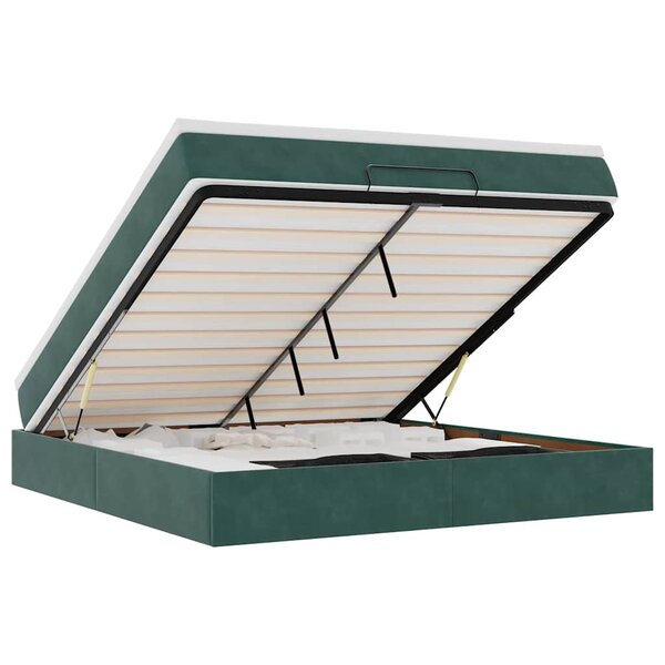 VidaXL Cadre de lit ottoman avec matelas vert foncé 160x200 cm velours