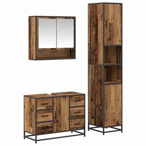 vidaXL Ensemble de mobilier de salle de bain 3 Pièces Bois ancien