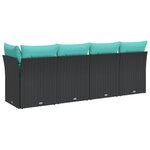 vidaXL Canapé de jardin avec coussins 4 places noir résine tressée