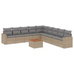 vidaXL Salon de jardin et coussins 10 Pièces mélange beige résine tressée