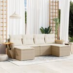 vidaXL Salon de jardin avec coussins 6 Pièces beige résine tressée