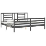 vidaXL Cadre de lit avec tête de lit gris 200x200 cm bois massif