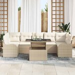 vidaXL Ensemble de canapé de jardin 8 Pièces Beige Poly rotin