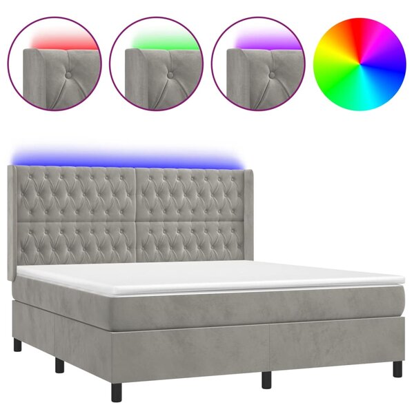 vidaXL Sommier à lattes de lit matelas et LED Gris clair 180x200 cm