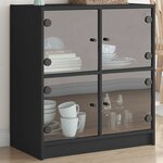 vidaXL Armoire latérale avec portes en verre noir 68x37x75 5 cm