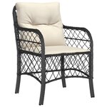 vidaXL Ensemble repas jardin 3 pièces avec coussins Noir Poly Rotin