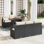 vidaXL Ensemble de canapé de jardin avec coussin 6 Pièces Noir et crème
