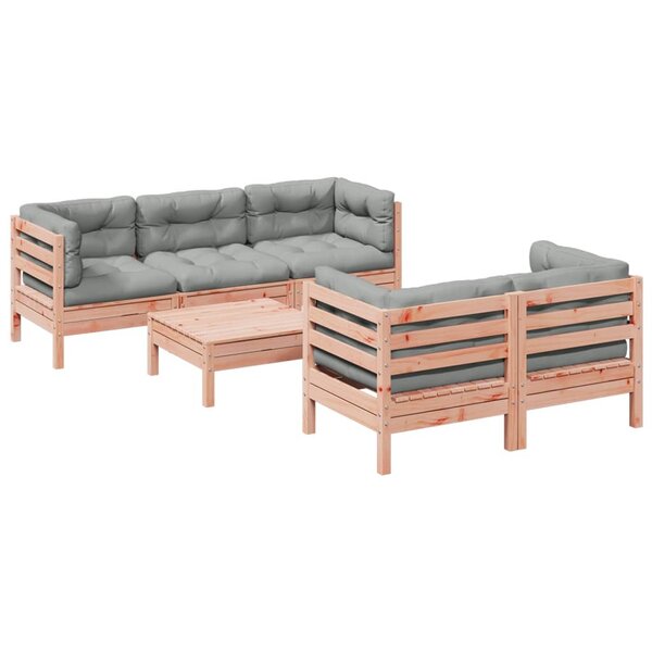 vidaXL Salon de jardin 6 Pièces et coussins bois massif sapin de douglas