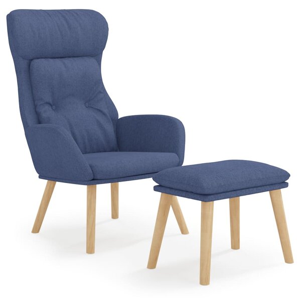 vidaXL Chaise de relaxation avec repose-pied Bleu Tissu
