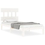 vidaXL Cadre de lit et tête de lit blanc 100x200 cm bois massif