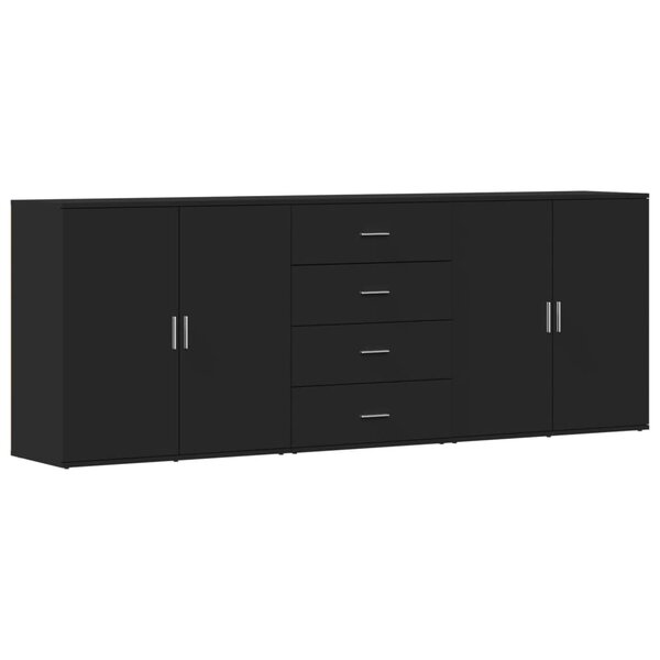 vidaXL Buffets 3 Pièces noir bois d'ingénierie