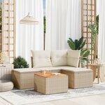 vidaXL Salon de jardin avec coussins 5 Pièces beige résine tressée