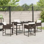 vidaXL jeu de Salle à Manger de Jardin 5 pièces avec Coussins Marron Rattan Poly