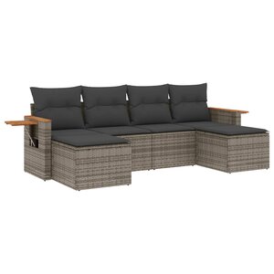 vidaXL Salon de jardin 6 Pièces avec coussins gris résine tressée