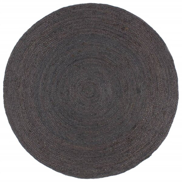 vidaXL Tapis fait à la main Jute Rond 210 cm Gris foncé