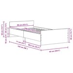 vidaXL Cadre de lit sans matelas chêne noir 90x190 cm bois ingénierie
