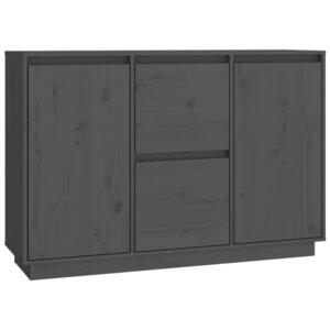 vidaXL Buffet Gris 111x34x75 cm Bois massif de pin