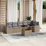 vidaXL Salon de jardin avec coussins 7 Pièces beige résine tressée