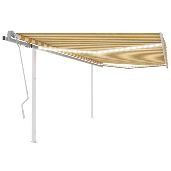 vidaXL Auvent manuel rétractable avec LED 4x3 5 m Jaune et blanc