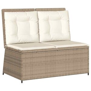 vidaXL Banc de jardin avec coussin Beige Poly rotin