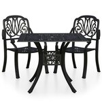 Ensemble de bistro jardin meuble extérieur terrasse 3 pièces aluminium coulé noir 02_0013511