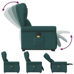 vidaXL Fauteuil inclinable de massage électrique Vert foncé Tissu