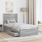 vidaXL Cadre de lit Gris Sonoma 90 x 190 cm Bois d'ingénierie