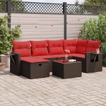 vidaXL Salon de jardin avec coussins 7 Pièces marron résine tressée