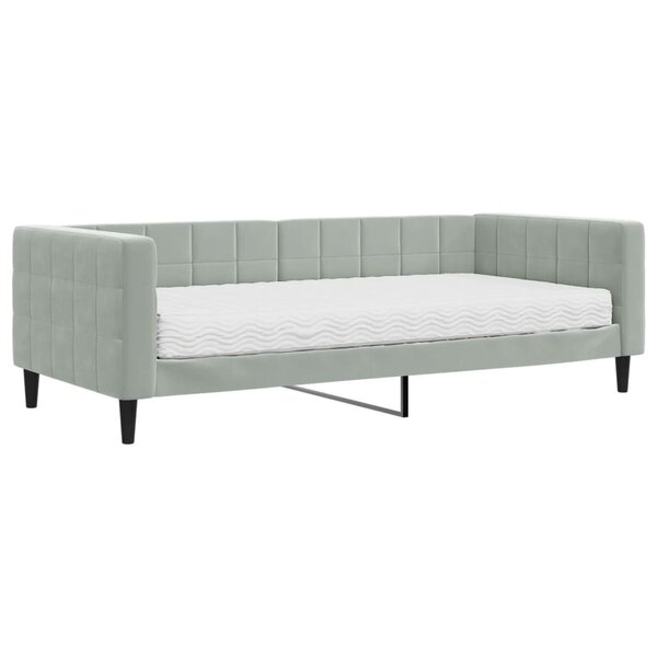 vidaXL Lit de jour avec matelas gris clair 90x200 cm velours