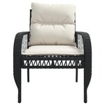 vidaXL Salon de jardin 4 Pièces avec coussins noir résine tressée