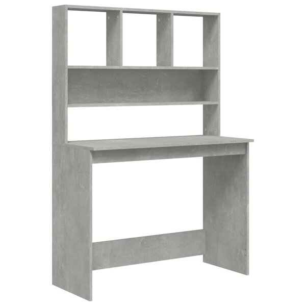 Bureau table poste de travail meuble d'ordinateur informatique étude avec étagères 102 x 45 x 148 cm bois d'ingénierie gris 02_0023491