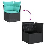 vidaXL Salon de jardin 8 Pièces avec coussins noir résine tressée