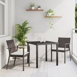 vidaXL Ensemble de salle à manger de jardin 3 pièces avec coussins en poly rattan brun