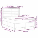 vidaXL Lit à ressorts avec matelas et LED  marron foncé  160 x 200 cm  en tissu.