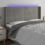 vidaXL Tête de lit à LED Gris clair 163x16x118/128 cm Velours