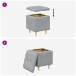 vidaXL Ottoman avec rangement Gris clair 40 x 40 x 45 cm tissu