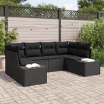 vidaXL Ensemble de canapé de jardin de 6 pièces avec coussins Noir Poly Rattan