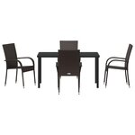 vidaXL Ensemble de salle à manger pour jardin 5 Pièces Marron Poly rotin