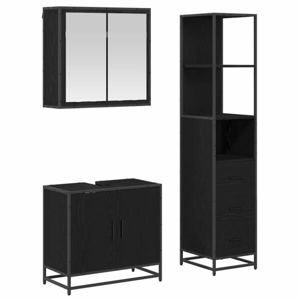 vidaXL Ensemble de mobilier de salle de bain 3 Pièces Chêne noir