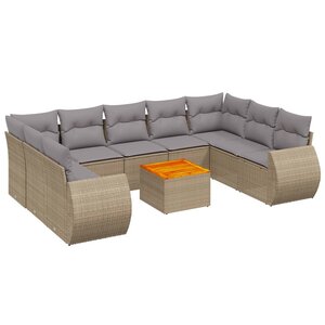 vidaXL Salon de jardin avec coussins 10 Pièces beige résine tressée
