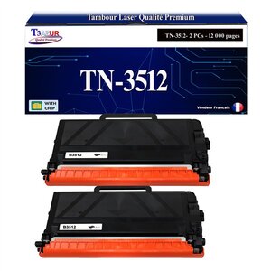 T3AZUR - 2x Toners compatibles avec Brother TN3512 pour Brother HL-L6250DN  HL-L6300DW  HL-L6300DWT  HL-L6400DW  HL-L6400DWT  HL-L6400DWTSP  HL-L6400DWTT  HL-L6450DW Noir - 12 000 pages