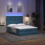 vidaXL Cadre de lit ottoman avec matelas bleu foncé 140x190 cm velours