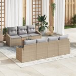 vidaXL Ensemble de 8 Pièces de Canapé de Jardin avec Coussins Beige Poly Rattan Acacia