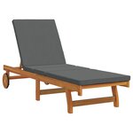 Fauteuil relax vidaXL avec des roulettes et un coussin gris foncé en bois massif