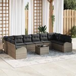 vidaXL Ensemble de canapé de jardin avec coussin 11 Pièces Gris clair