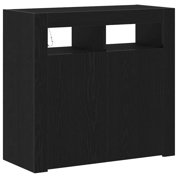 vidaXL Buffet Noir 80 x 35 x 75 cm Bois d'ingénierie