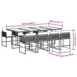 vidaXL Ensemble à manger de jardin 9Pièces coussins noir résine tressée