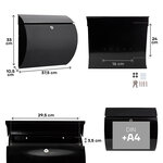 Boîte aux Lettres en Acier  Aura E5404  Grande capacité  Anti-pluie  Noir